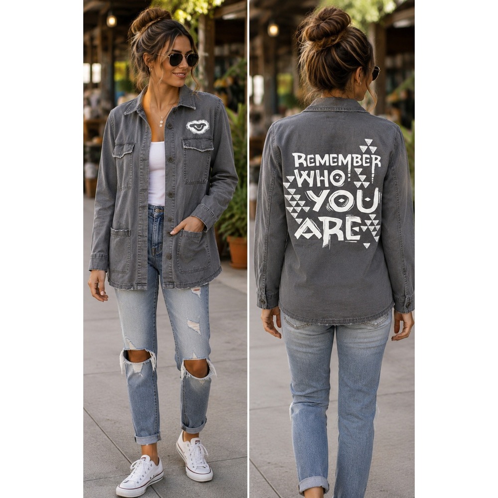 Disney Her Universe Moana Shacket Gray Utility Jacket Remember Who You Are S
